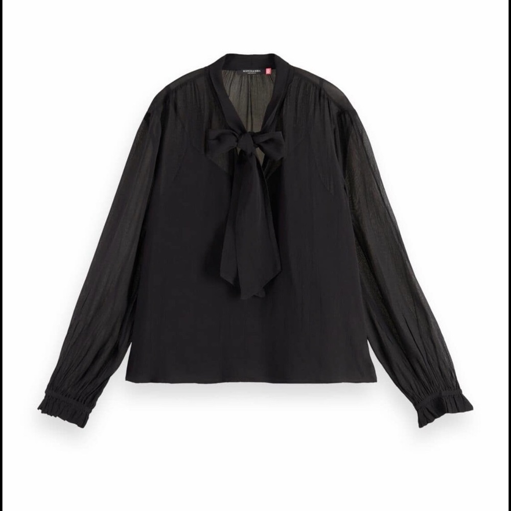 Scotch & Soda Black Bow Tie Blouse
